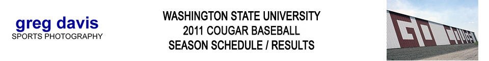Washington State Cougar Baseball 2011 Season Schedule and Results