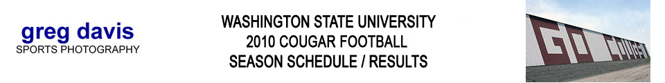 Washington State Cougar Football - 2010 Schedule/Results Banner
