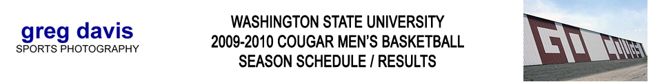 Washington State Men's Basketball 2009-2010 Schedule / Results